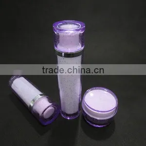 Plastic Cosmetic Packaging, Drum Shaped Acrylic Cream Jar and Cylindrical Lotion Bottle thumbnail-1