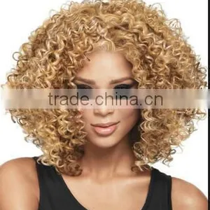Blonde Short Curly Hair Extension Afro Kinky Curly Hair thumbnail-1