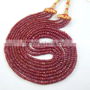 Natural Faceted Red Ruby Roundel Beads, Ruby Beads Strand thumbnail-5