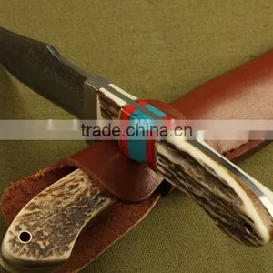 OEM Damascus Steel Antler Wood Handle Full Tang Knife thumbnail-3