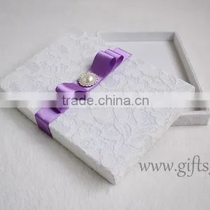Customized White Silk Wedding Invitation Boxes Wholesale thumbnail-1