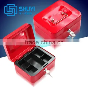 Small Metal Key Lock Cash Money Safe Security Box thumbnail-1