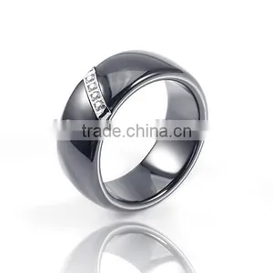 Stainless Steel Ceramic Micro-setting cz Diamond New Coming Design Black Simple Ring Jewelry thumbnail-1