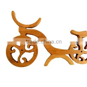 WR012/100% Bamboo Material Hot Sale Bicycle Shaped Bamboo Wine Rack thumbnail-2