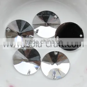 Hot Sell 18MM Crystal Silver Acrylic Flat Round Garland Mirror Bead Charm Importer thumbnail-1