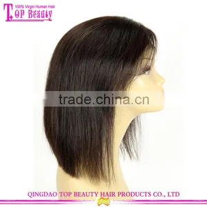 Side Part 8A Virgin Brazilian Hair Wig Silk Top Lace Front Wig Silky Striaght Short Bob 100 Human Hair Front Lace Wig thumbnail-3