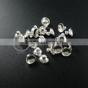 8mm Silver Plated Brass Glass Dome Cover Cap DIY Bail Supplies Findings 1532014 thumbnail-2