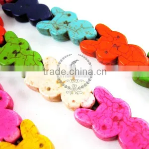 1 String 15inch 15x28mm Vintage Mix Color Dyed Turquoise Kawaii Rabbits Unique Beads 3010018 thumbnail-3