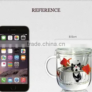 Wholesale 400ml High Borosilicate Handmade Glass Cup With Lid thumbnail-4