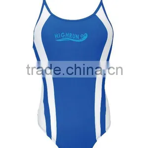 (Hot Selling)Women's Lycra Blue and White PBT Swim Wear/Swimming Wear thumbnail-1