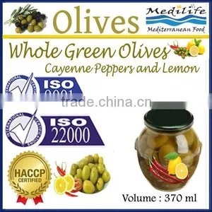 Green Olives With Cayenne Peppers and Lemon, High Quality 100% Tunisian Table Olives,Table Olives With Cayenne Peppers and Lemon thumbnail-1