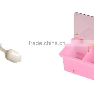 Plastic Square Salt Spice Jar Storage Containers With Spoon thumbnail-2