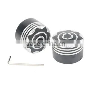 Black Front Axle Nut Covers For Dyna Softail Electra Glide Trike thumbnail-3