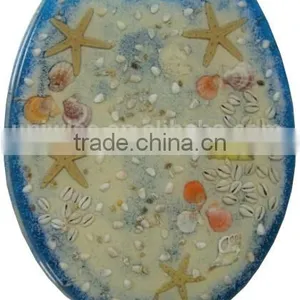 Beach/Sand/Shell Polyresin Toilet Seat,Lucite Toilet Seat,Resin Toilet Seats, 18" Size thumbnail-1