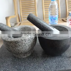 Black Polished Granite Mortar and Pestle thumbnail-2