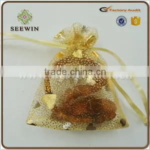 Custom Golden Gift Fabric Printing Organza Bag thumbnail-2