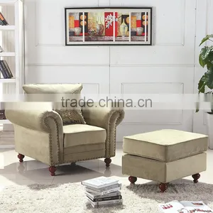 European American Rustic Style Comfortable Fabric Sofa Chair for Living Room Bedroom LQ-D015# thumbnail-1