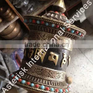 Copper Tibetan Prayer Wheel Handmade in Nepal thumbnail-5