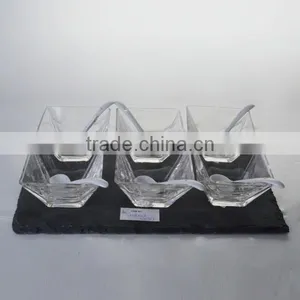 Machine Made Glass Salt and Pepper Cruet Set Jars With Slate thumbnail-1