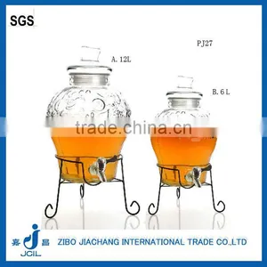 Hand Painted Huge Glass Demijohn With Tap PJ27 thumbnail-1