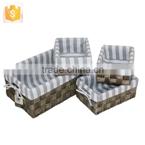 Beautiful Rectangle Seagrass Weave Storage Hesco Basket With Lining thumbnail-1