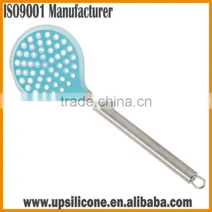 Food Grade Silicone Kitchen Cooking Skimmer With Stainless Steel Plastic Handle thumbnail-2