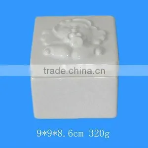 Square Shape White Mini Ceramic Candy Jars thumbnail-1