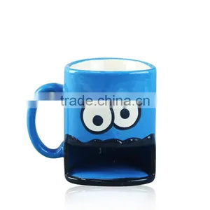 Easy Carry Ceramic Biscuit Cookie Holder Mug, Solid Color Glazed Promotional Gifts Mug thumbnail-1