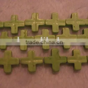 Whoklesale 8mm Green Crucifixion Shape Natural Loose Turquoise Beads thumbnail-1