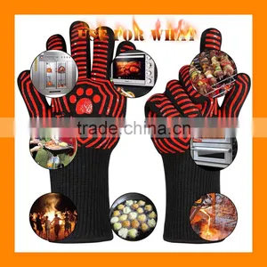 932F Heat Resistant Oven Mitts Kitchen Heatproof BBQ Cooking Grilling Welding Baking Protective Gloves thumbnail-1
