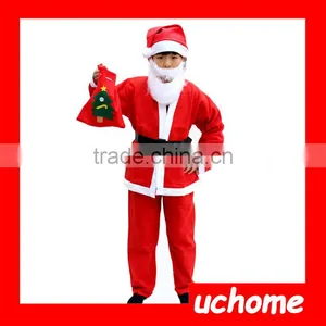 UCHOME 5 In 1 Red Men Santa Claus Costumes Christmas Clothes Male Cosplay Xmas Suit With Belt Beard Hat Pants thumbnail-5