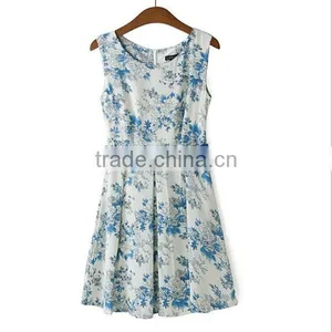 HD-D217 Stock Elegant Floral Ladies Dress/OEM Woman Dress/OL Dress thumbnail-1
