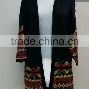 High Fashion Women's Half Sleeve Tassels Cardigan National Wind Sweater thumbnail-1