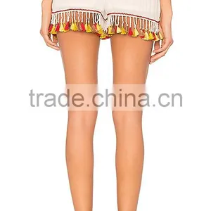 MGOO Latest Design Blank Women Chiffon Shorts Custom Your Logo Casual Shorts With Tassels thumbnail-4