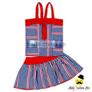 Summer Children Cute Short Dress Strap Striped Young Girl Swimwear Beach Pink Skirt thumbnail-4
