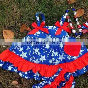 2015 Baby New July 4th Red Heart Swing Tops Swing Outfits With Matching Necklace and Headband thumbnail-4