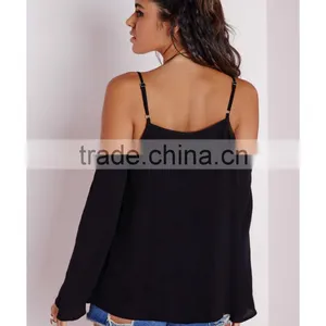 Latest Design Open Shoulders Thin Straps Woman Blouse thumbnail-3