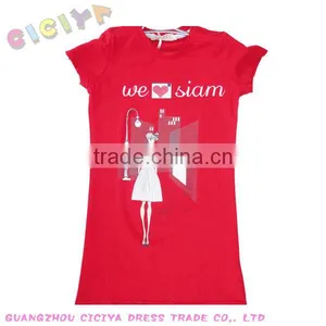 School Girls Fashion Long Designed T-shirts Cotton Summer Printed t Shirt thumbnail-1