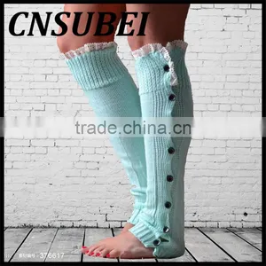 2016 Winter Christmas New Knitting Buttons Lace Boot Liner Acrylic Length Socks Thermal Women thumbnail-6