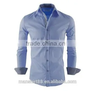 2016 Multi Color High Collar Button Down Slim Fit Casual Shirt for Men thumbnail-3