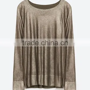 Women's Metallic Yarn Mondren Knitting Loose Sweater With High Quality thumbnail-6