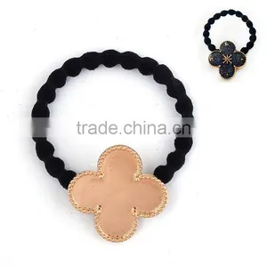 Zinc Based Alloy DIY Resin Mold For Jewelry Making Hair Ties Four Leaf Clover Gold Plated & Black thumbnail-1