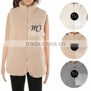 FACTORY Wholesale Woman Sherpa Vest thumbnail-3