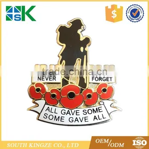 Customized 1916-2016 100 Years Anniversary WW1 Souvenir Gold Plated Poppy Metal Pin thumbnail-1