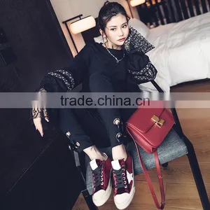 B22679A Korea Women Lace Stitching Nail Bead Blouse Hoodies thumbnail-5