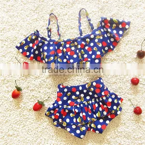 2017 Cute Cherry-print Two Pieces For Kids Girls Swimwear thumbnail-4