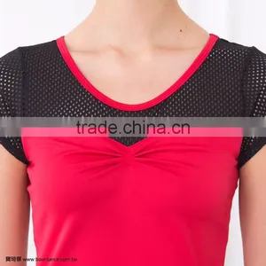 Women Coolmax Mesh Front Gathered Tee Fitness Clothing thumbnail-3