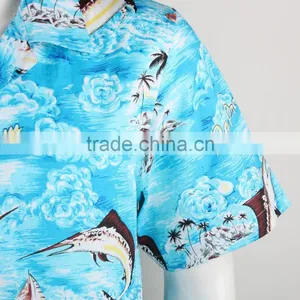 Skyblue Wholesale Cotton Men Aloha Shirt Hawaiian Shirts thumbnail-6