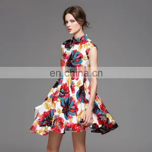 High Quality Sleeveless Print Skater Dress Summer 2016 thumbnail-1