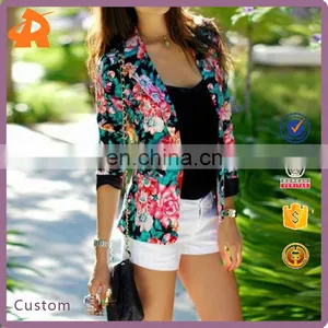 2017 Hot Sale Pink Rose Print Floral Women Winter Jacket With Long Sleeve thumbnail-1